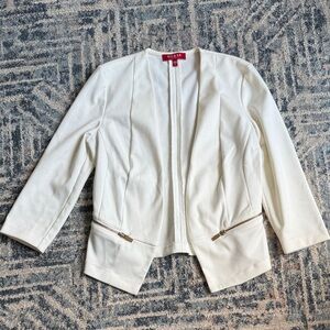 Guess Women's White Blazer with Zipper Details